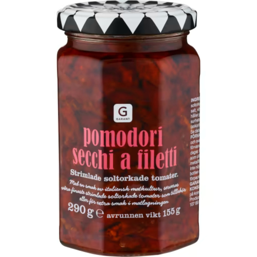 Garant Pomodori Secchi A Filetti Strimlad Solt Tomat - Sliced Sun-Dried Tomatoes 290g