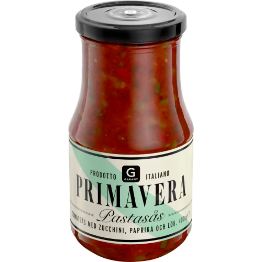Garant Primavera Pastasås - Tomato Sauce with Zucchini, Bell Pepper, and Onion 400g