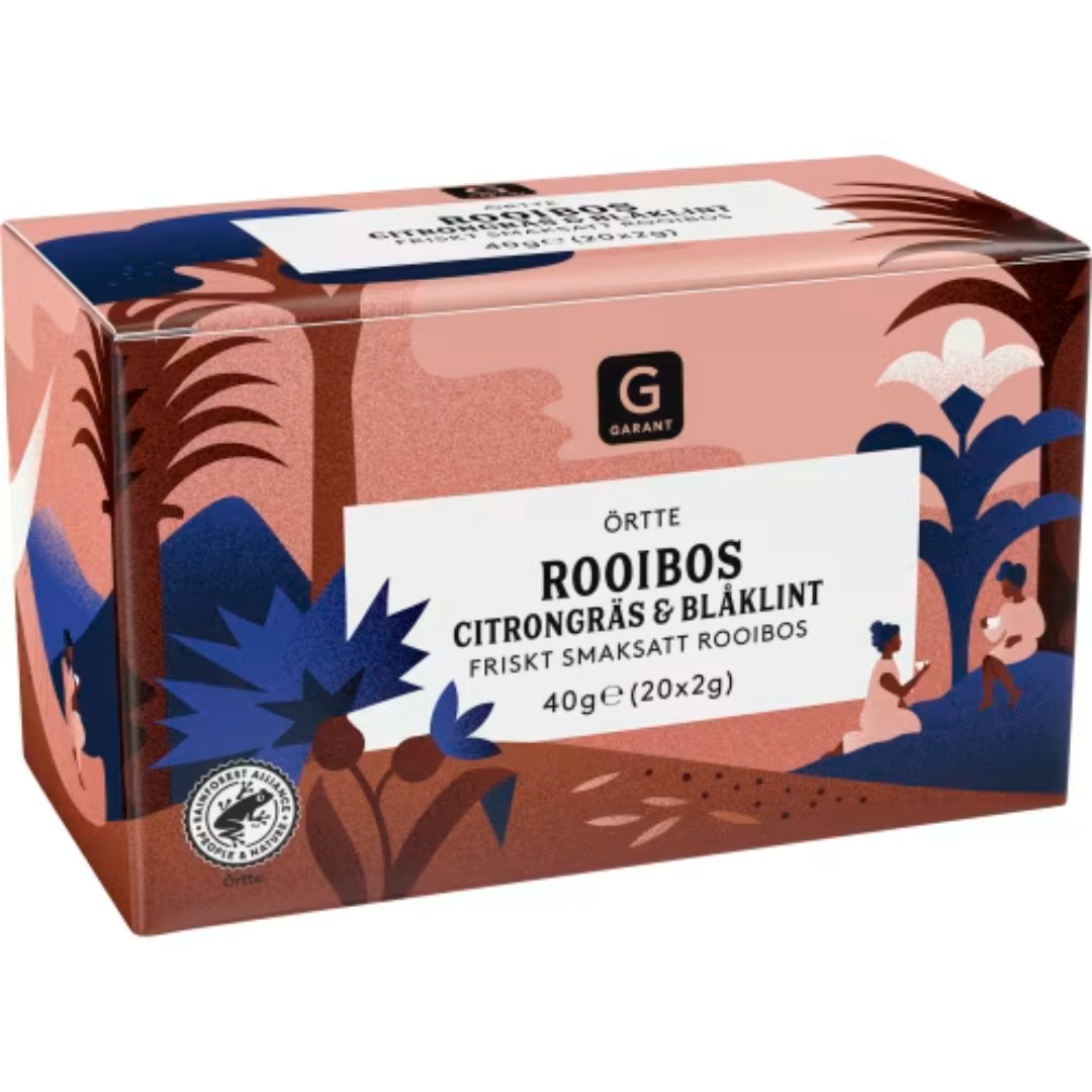 Garant Rooibos Citrongräs Blaklint Te - Herbal Tea with Rooibos, Lemongrass, and Cornflower flavor 40g