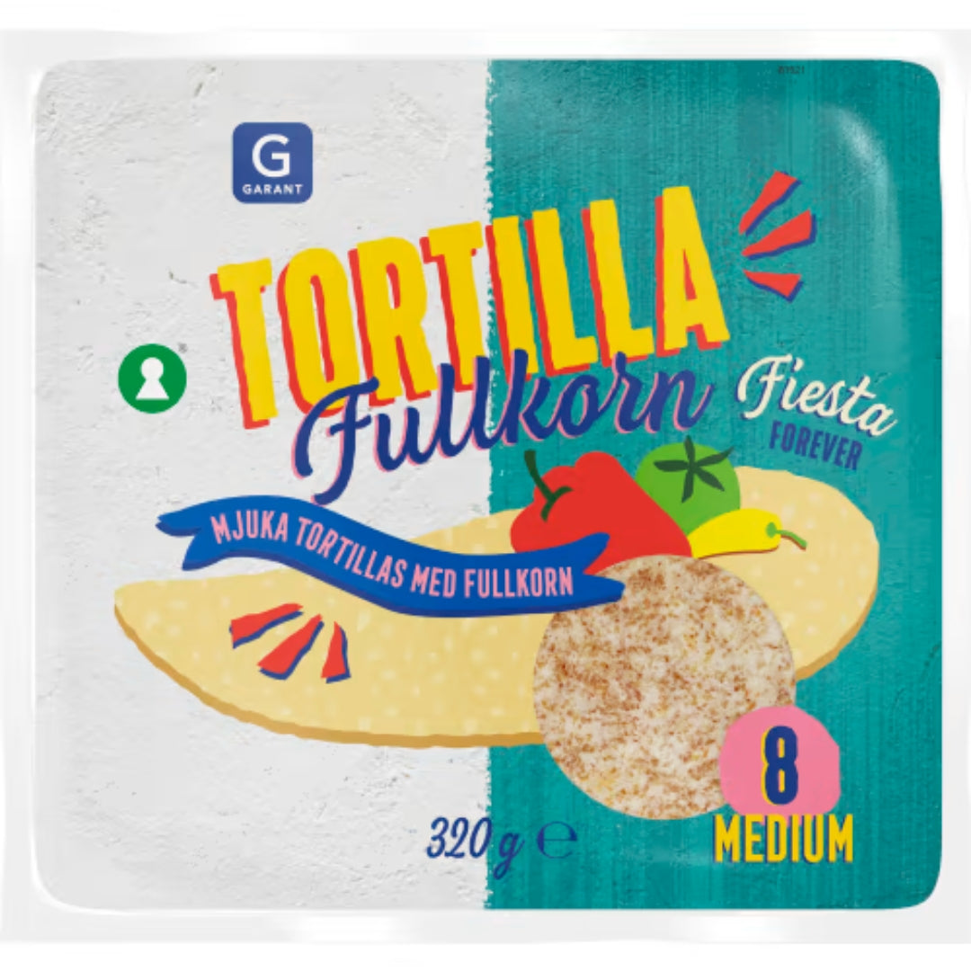 Garant Tortilla Fullkorn Medium 8-pack - Soft Medium Whole Wheat Tortillas 320g
