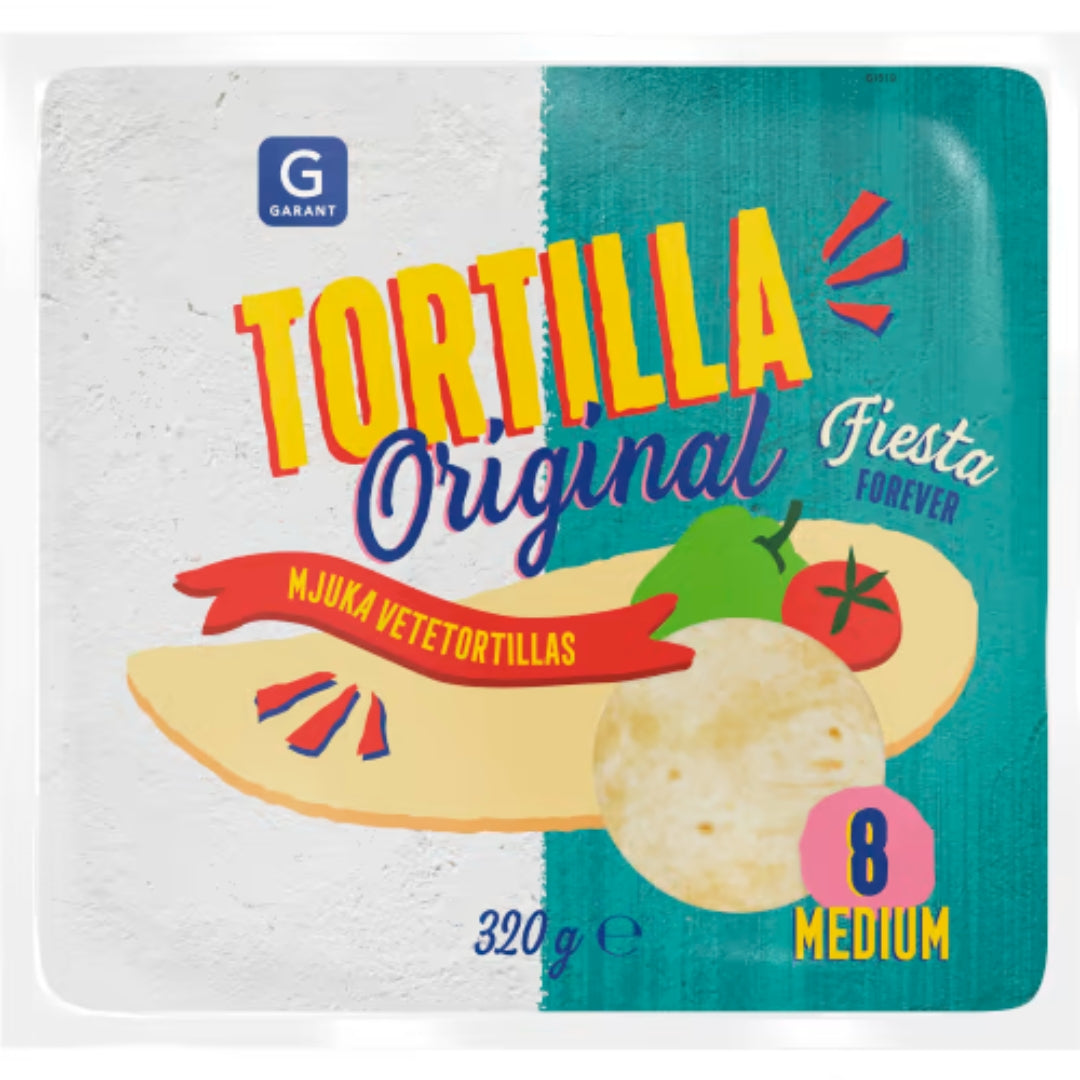 Garant Tortilla Original Medium 8-pack - Soft Medium Wheat Tortillas 320g