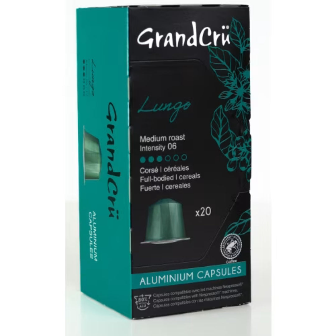Grand Cru Lungo Medium Roast Aluminium Capsules - Medium Roast Coffee Capsules 20p