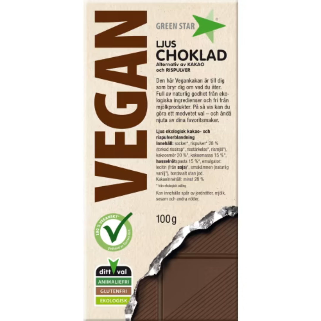 Green Star Choklad Vegan Ljus - Vegan Chocolate bar 100g