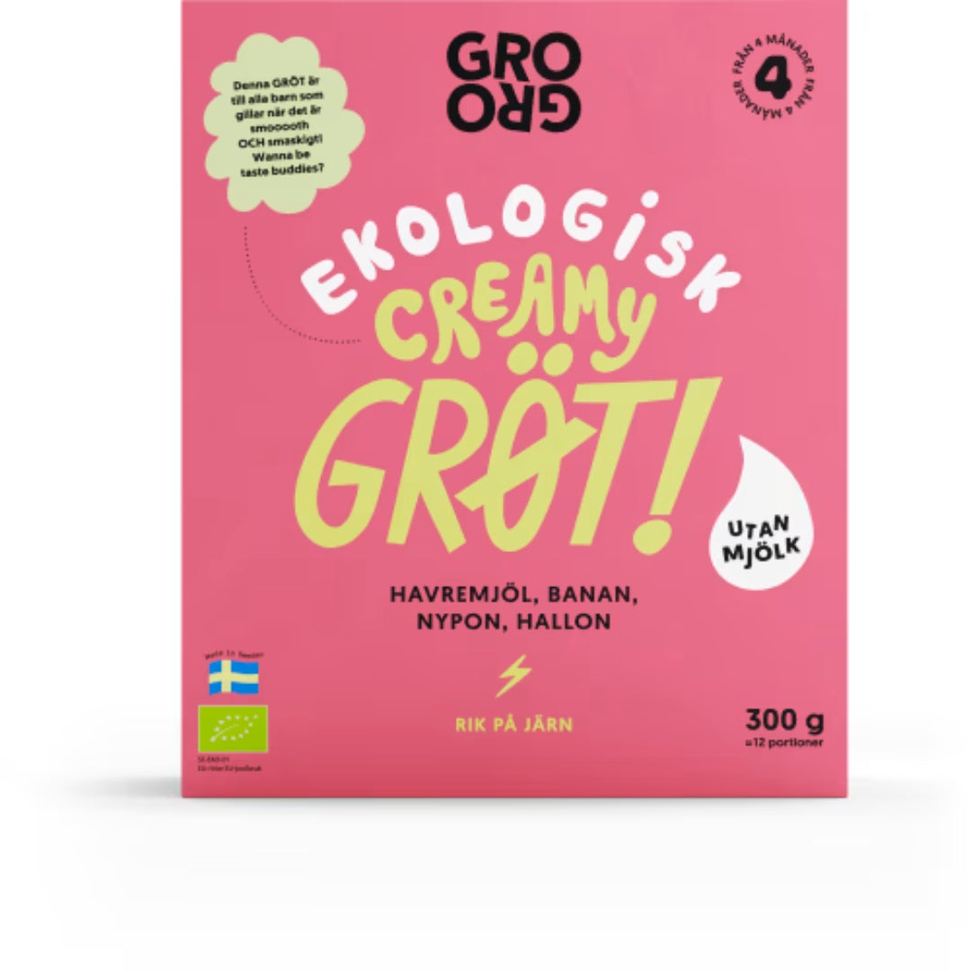 Grogro Creamy Gröt Havremjöl, Banan 4 Månader - Creamy Oat & Banana Porridge 300g