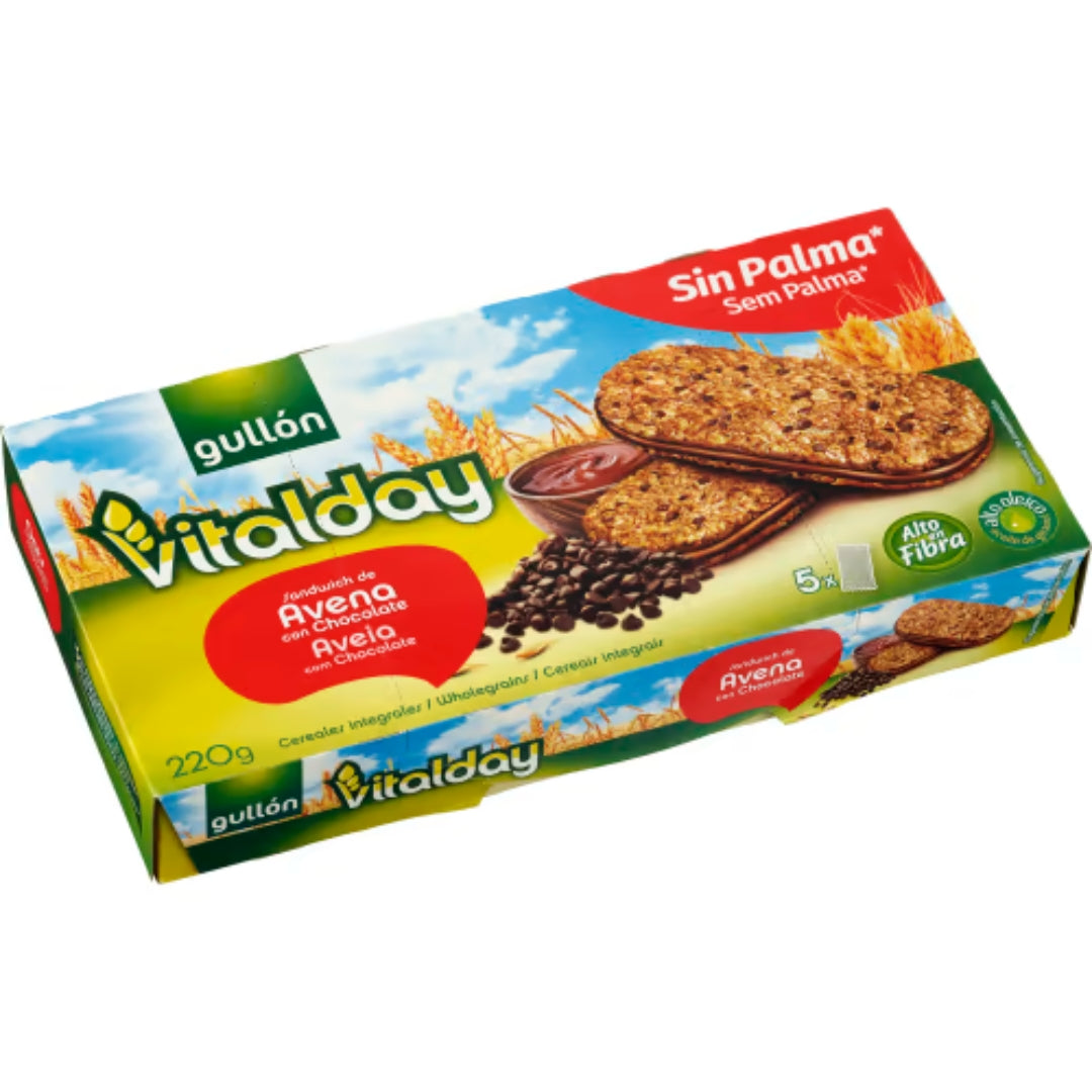Gullon Vitalday Sandwich Choklad - Cookie integrali con un cioccolato cremoso che riempie 220G