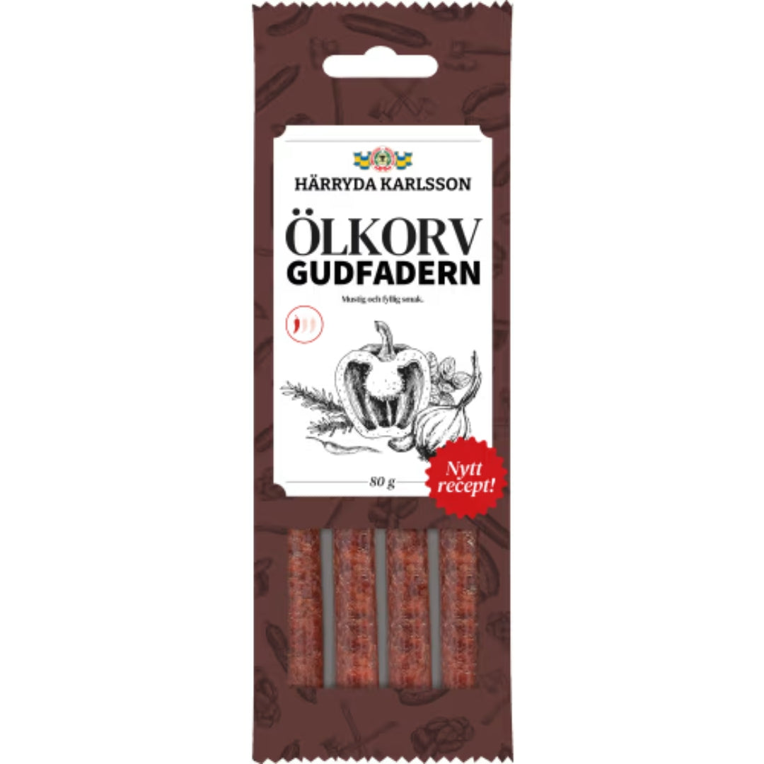 Härryda Karlss Gudfadern Ölkorv - Godfather Beer Sausage 80g