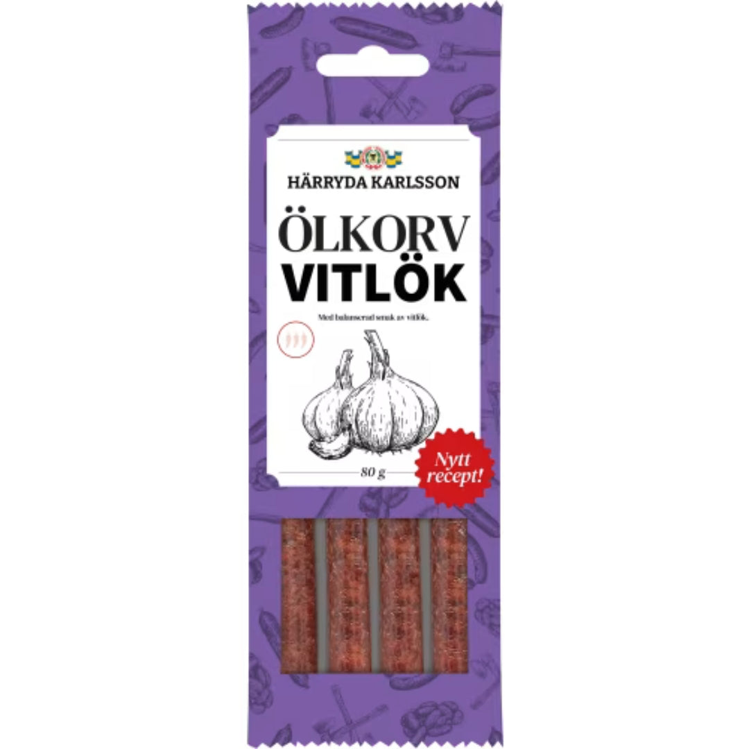 Härryda Karlss Vitlök Ölkorv - Garlic Beer Sausage 80g