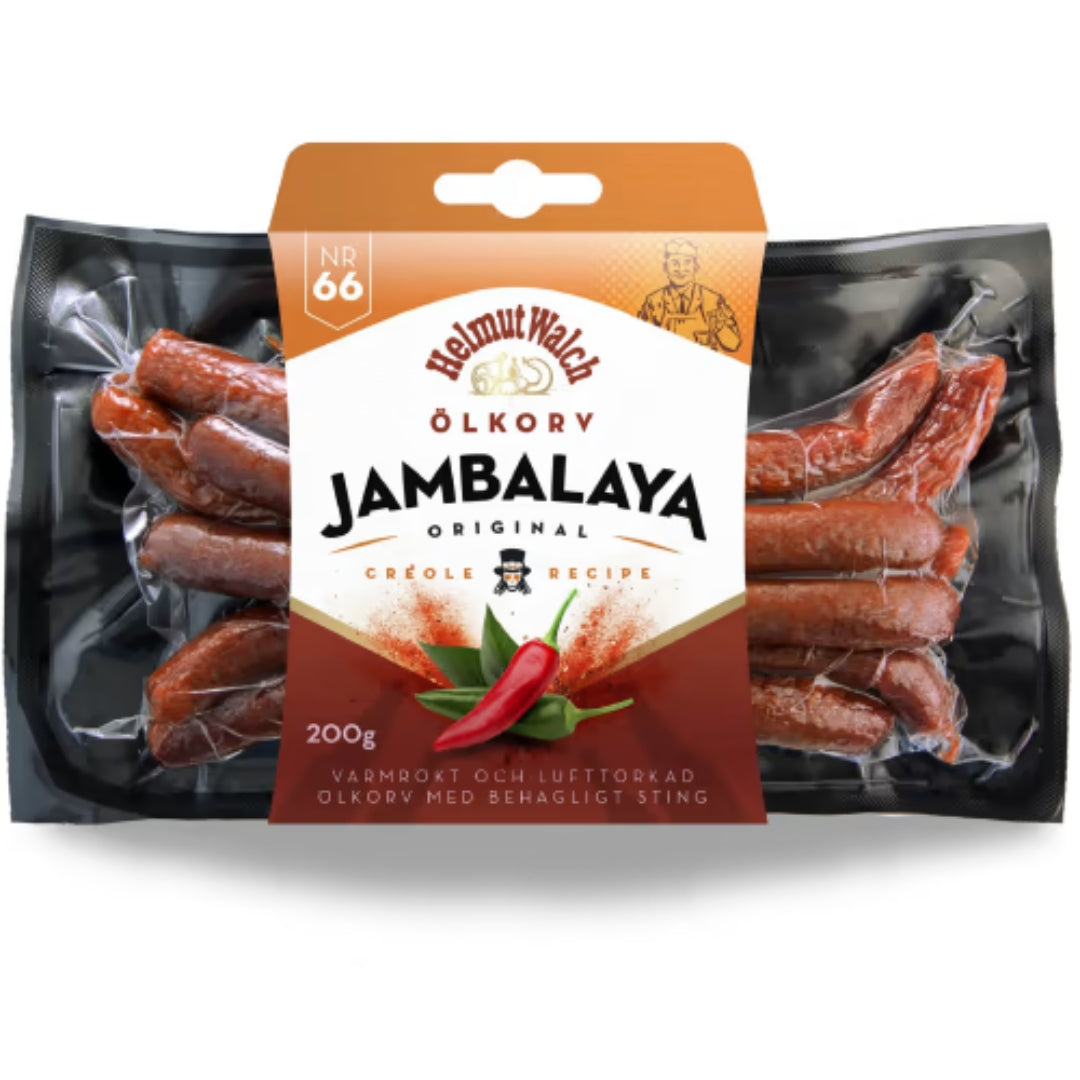 Helmut Walch Jambalaya Original Ölkorv - Hot-Smoked and Air-Dried Beer Sausage with Pleasant Heat 200g