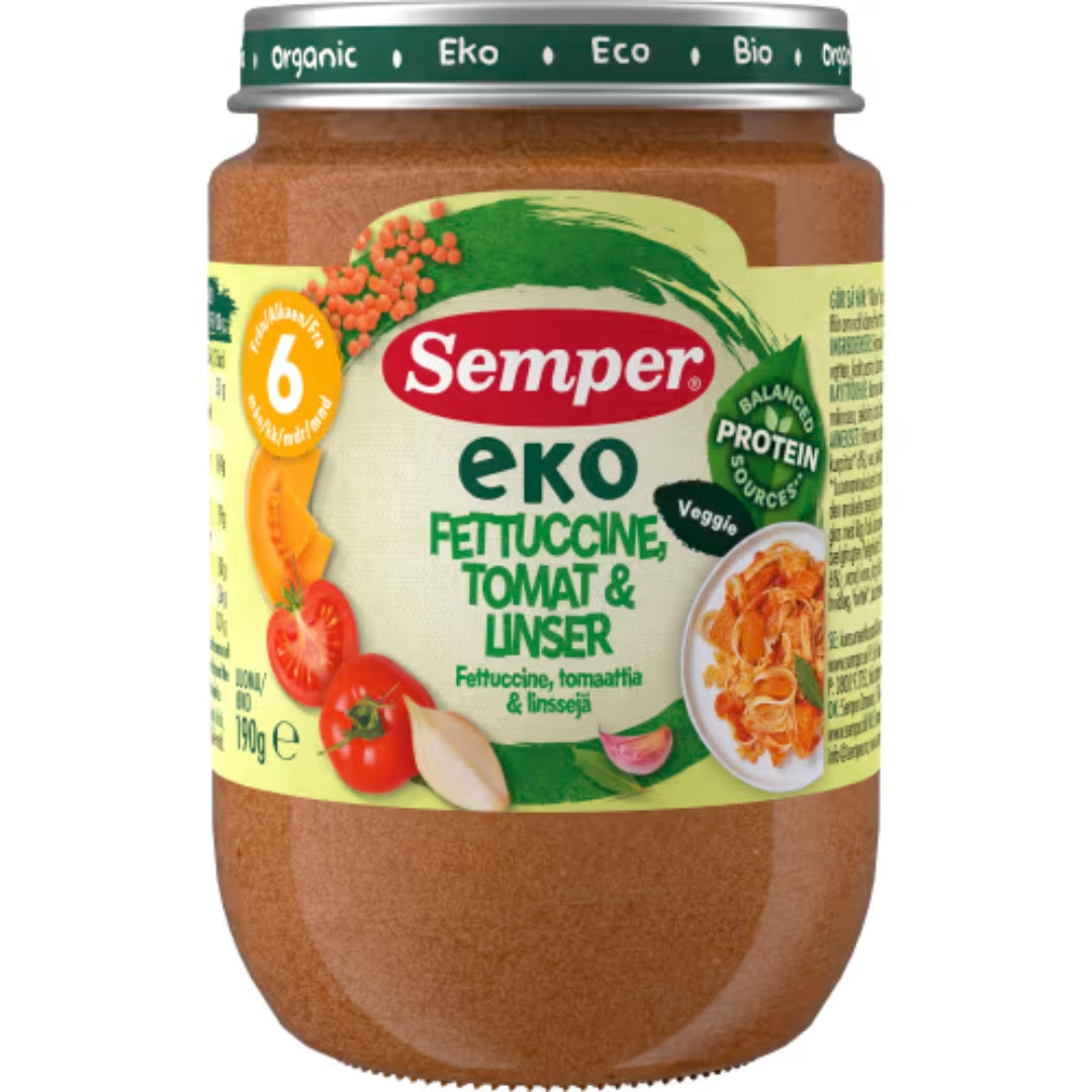 Hipp Fettuccine Tomat & Linser 6 Månader - Organic Fettuccine with Tomato & Lentils 190g