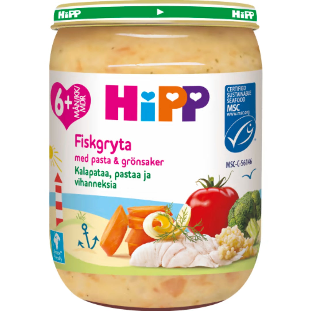 Hipp Fiskgryta Pasta Och Grönsaker 6 Månader - Organic Fish Stew with Pasta & Vegetables 190g