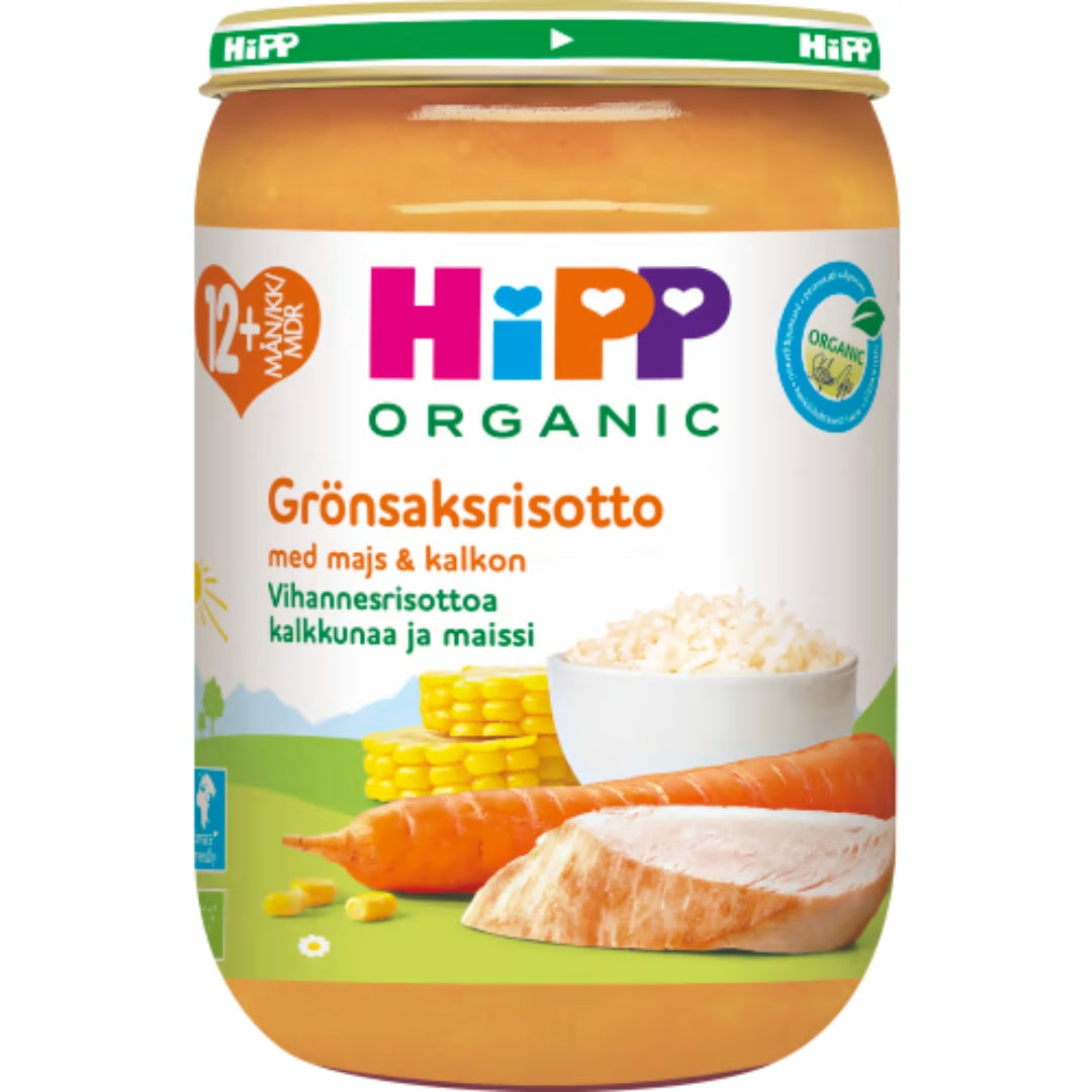 Hipp Grönsakrisotto Majs & Kalkon 12 Månader - Organic Vegetable Risotto with Corn & Turkey 220g