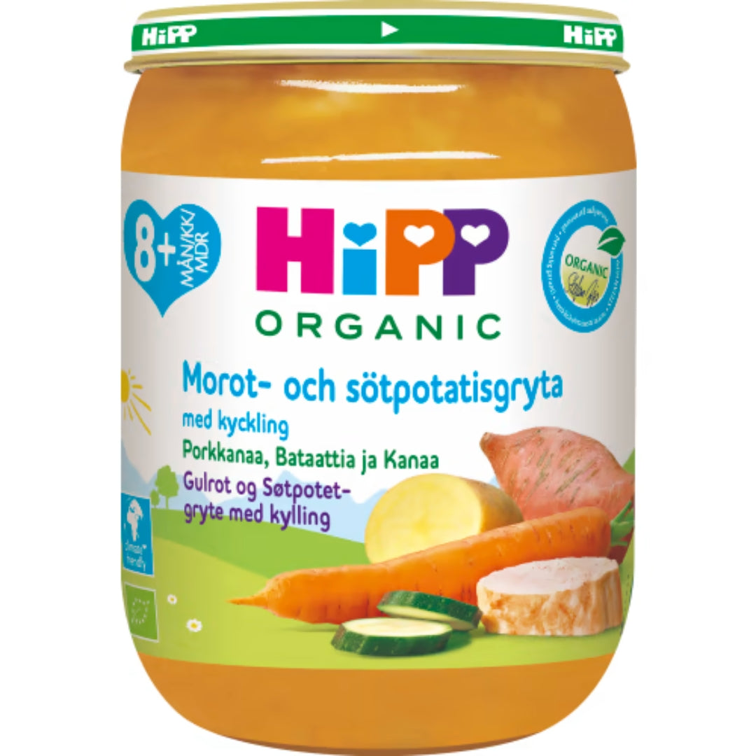 Hipp Morot Sötpotatisgryta 8 Månader - Organic Sweet Potato Stew with Carrot & Chicken 190g