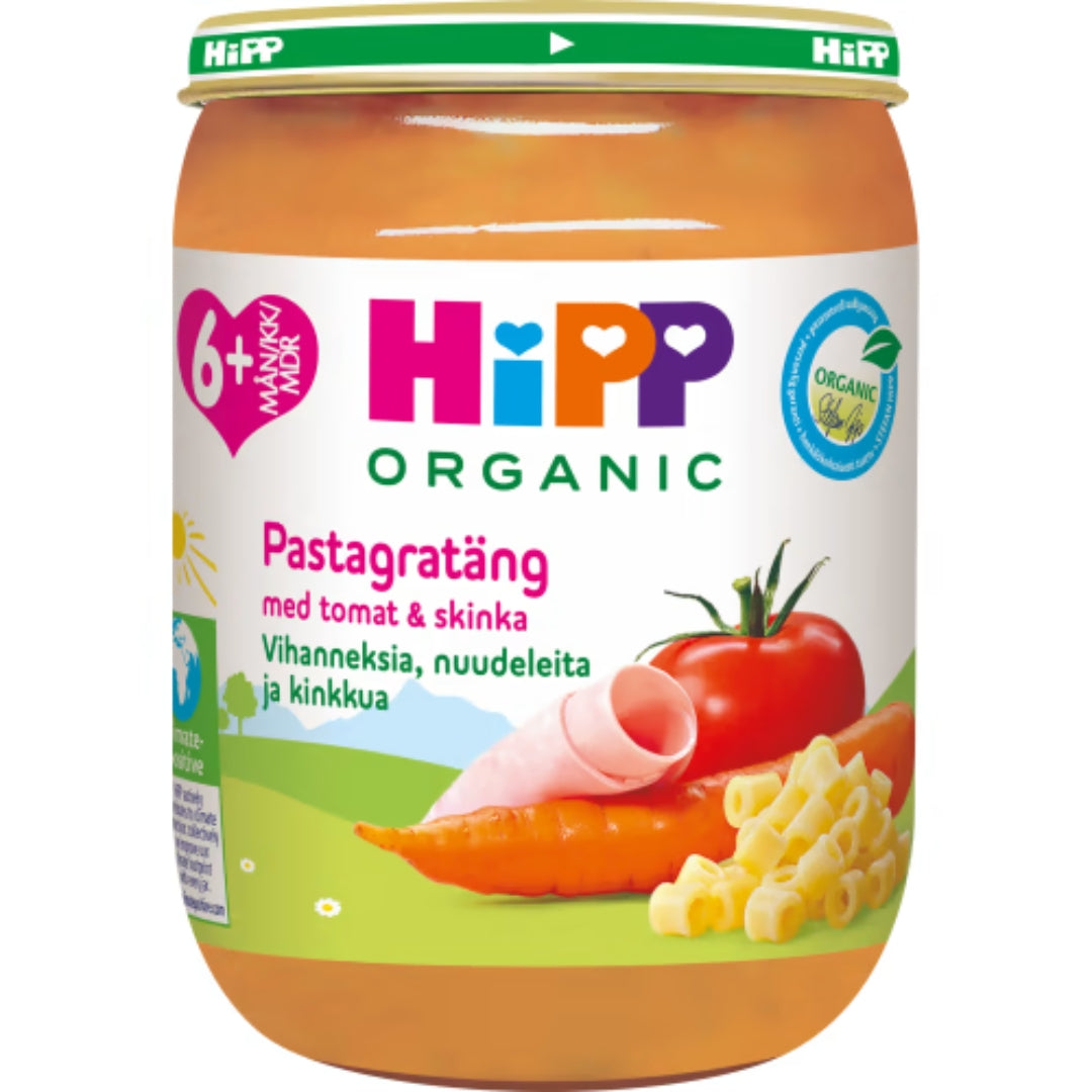 Hipp Pastagratäng Tomat & Skinka 6 Månader - Organic Pasta Gratin with Tomato & Ham 190g