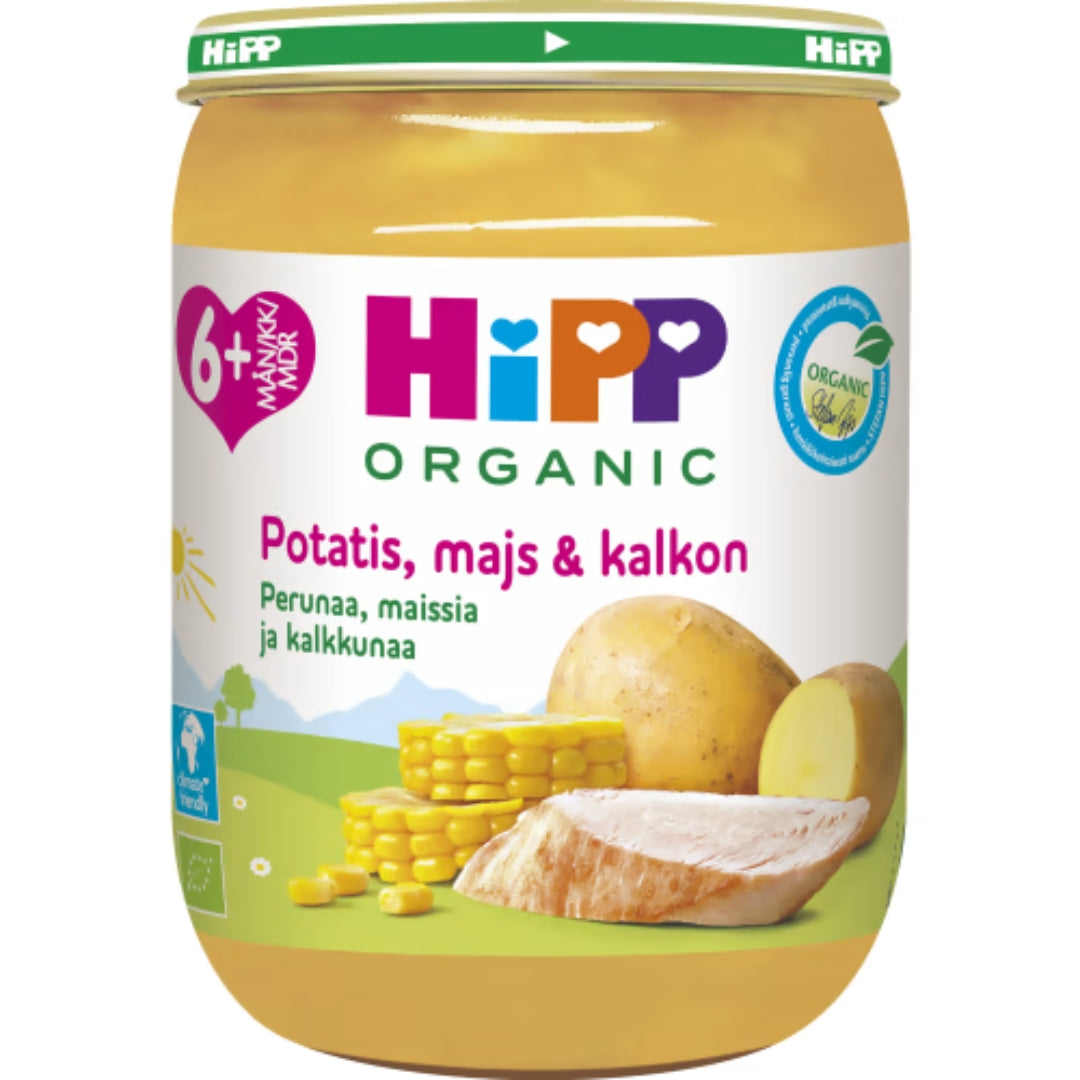 Hipp Potatis Majs Kalkon 6 Månader - Organic Potato, Corn & Turkey Purée 190g