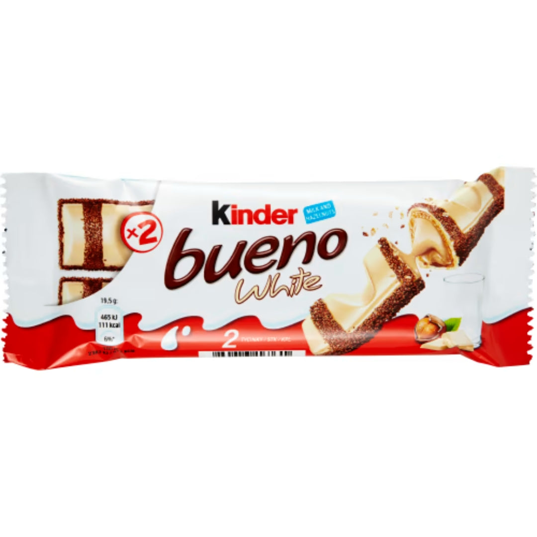 Ferrero Kinder Bueno White Chokladbit - Creamy White Chocolate with Hazelnuts and Milk Filling 39g
