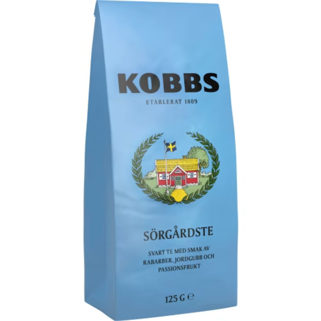 Kobbs Sörgårdste Svart Te - Black Tea with Rhubarb, Strawberry, and Passion Fruit 125g