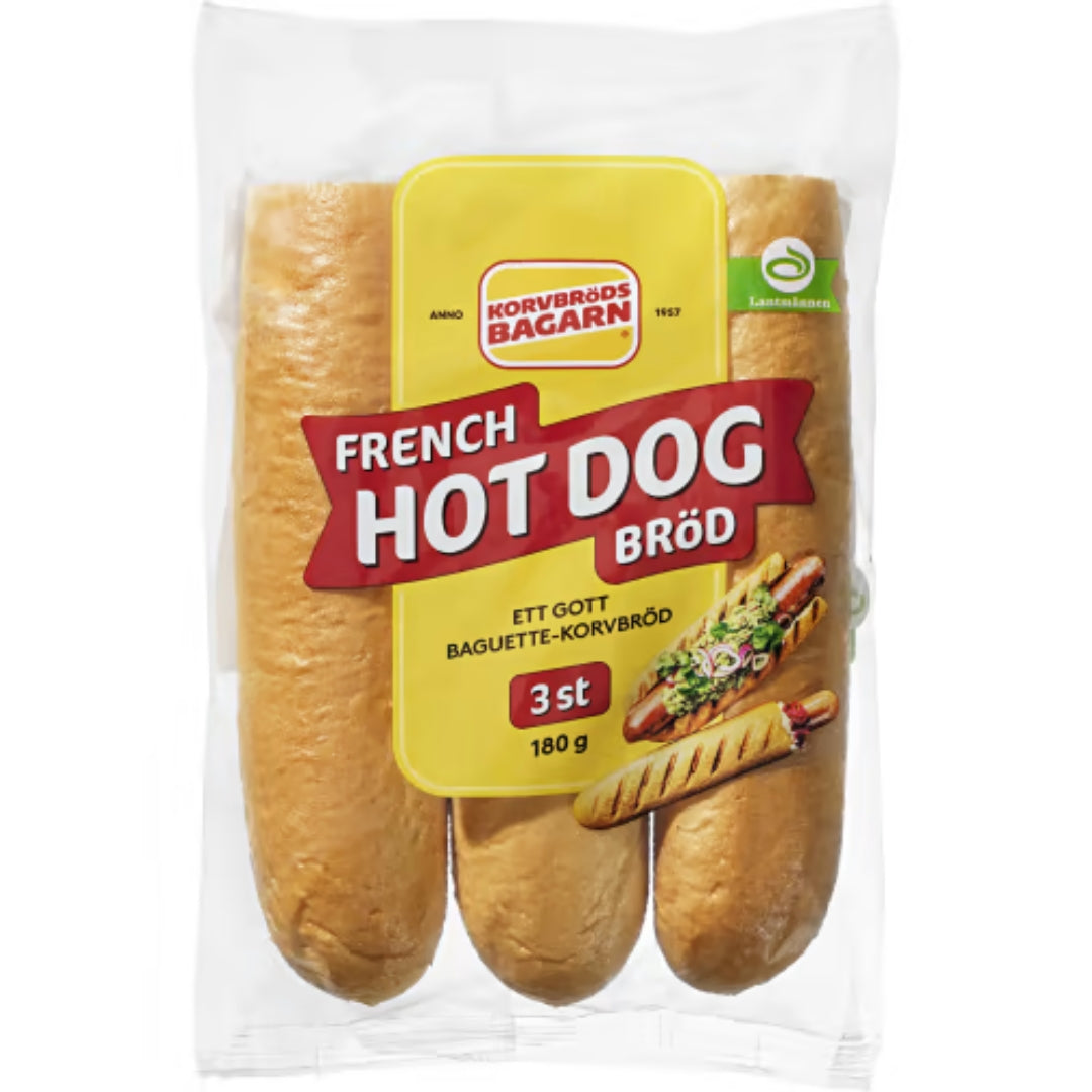 Korvbrödsbagarn Korvbröd French Hot Dog 3-pack -  French Hot Dog Buns 180g