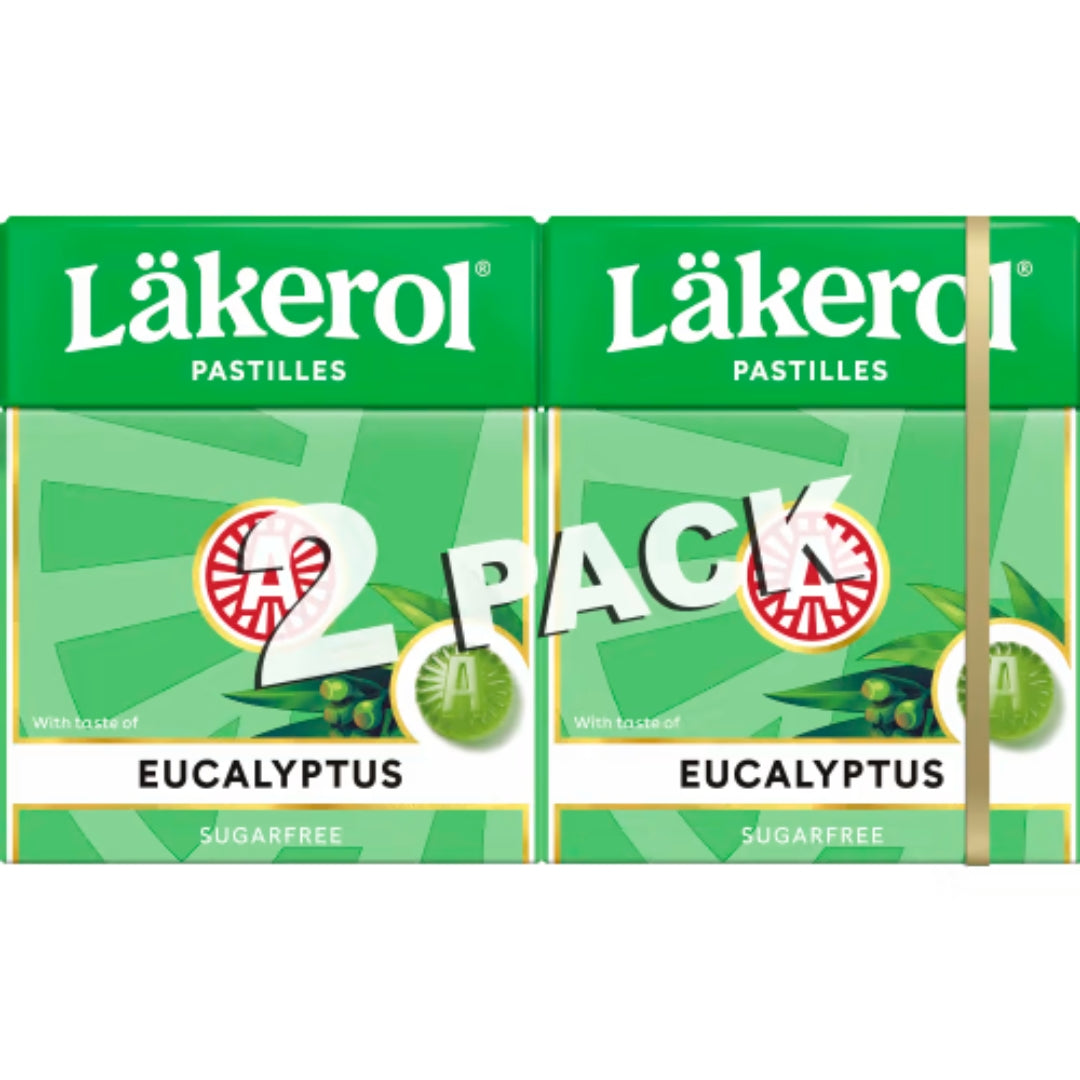 Läkerol Eucalyptus 2-pack – Sugar-Free Eucalyptus-Flavored Pastilles 2p/50g