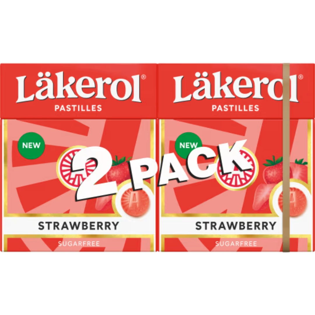 Läkerol Strawberry Classic 2-pack – Sugar-Free and Vegan Strawberry-Flavored Pastilles 2p/50g