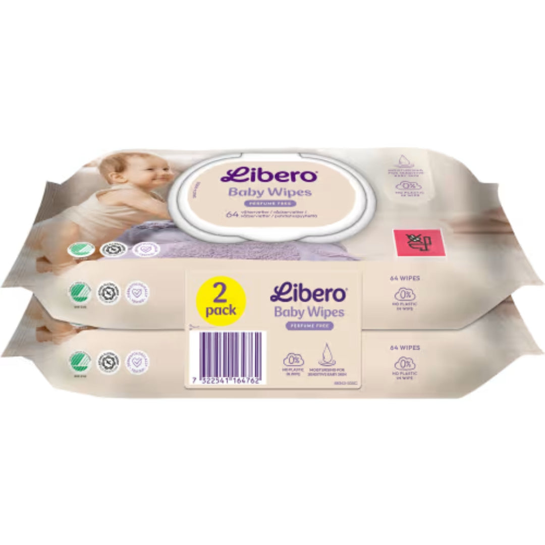 Libero Wet Wipes Oparfymerade 2-pack - Baby Wipes 128p