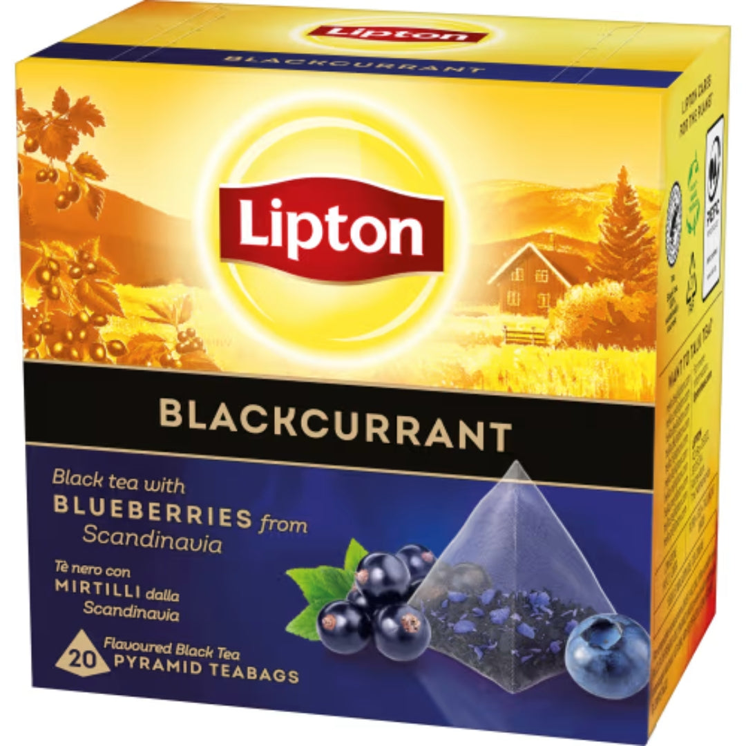 Lipton Blackcurrant Pyramid Tea Bags Svart Te - Blackcurrant Flavored Black Tea 20p
