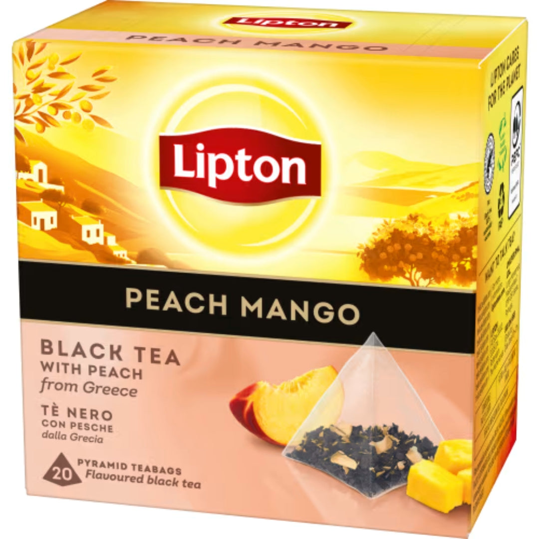 Lipton Peach Mango Black Tea Pyramid - Peach Mango Flavored Black Tea 20p