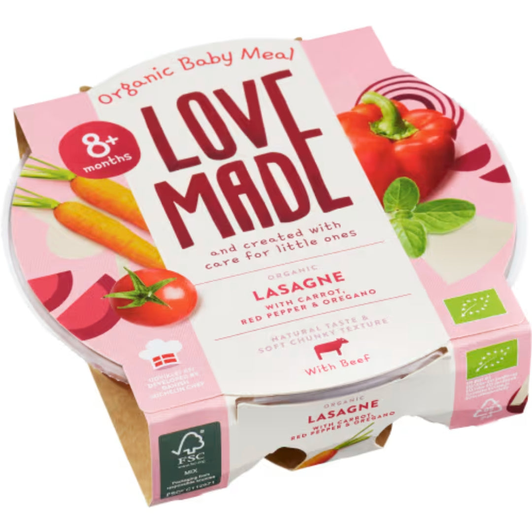 Love Made Lasagne Carrot Red Pepper 8 Månader - Lasagne with Carrot & Red Pepper 185g