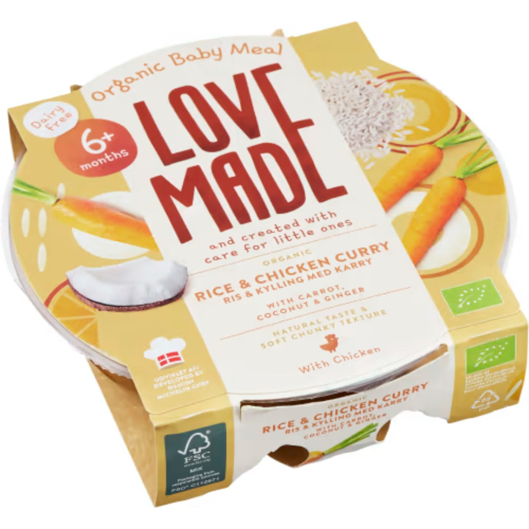 Love Made Ris & Kyckling Curry 6 Månader - Rice & Chicken Curry 185g