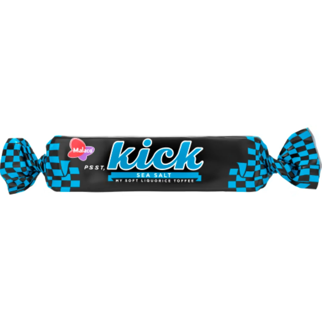 Malaco Kick Sea Salt Lakritskola - Toffee di liquirizia con sale marino 19g