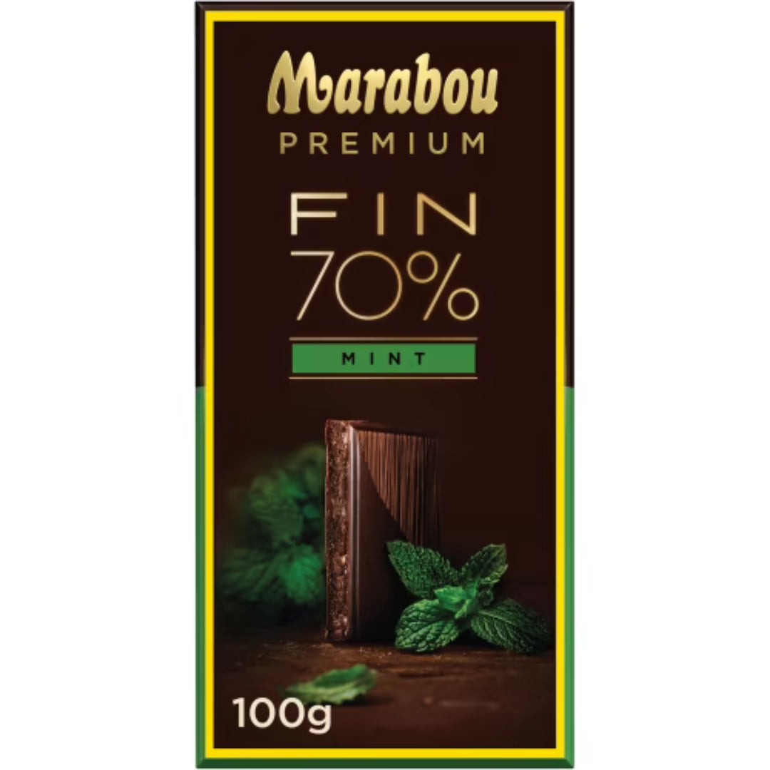 Marabou Fin 70% Premium Mint - Premium Chocolate bar with Mint 100g