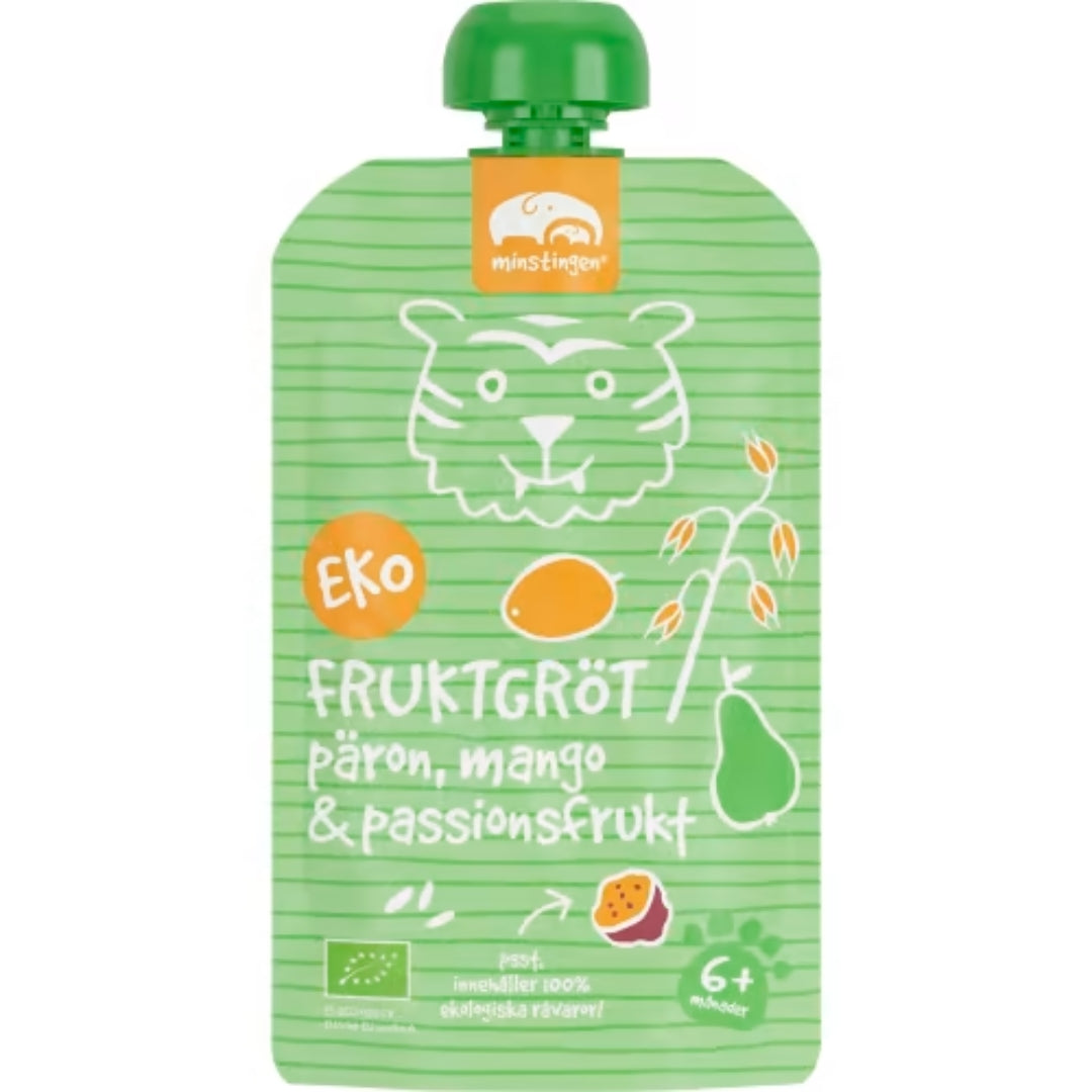 Minstingen Fruktgröt Päron Mango Passion 6 Månader - Porridge Pouch Pear, Mango & Passion Fruit 120g