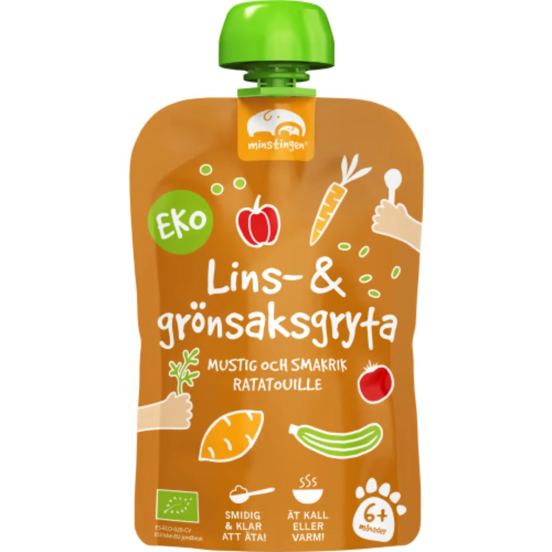 Minstingen Lins Grönsaks Gryta 6 Månader - Organic Lentil & Vegetable Stew with Ratatouille 120g