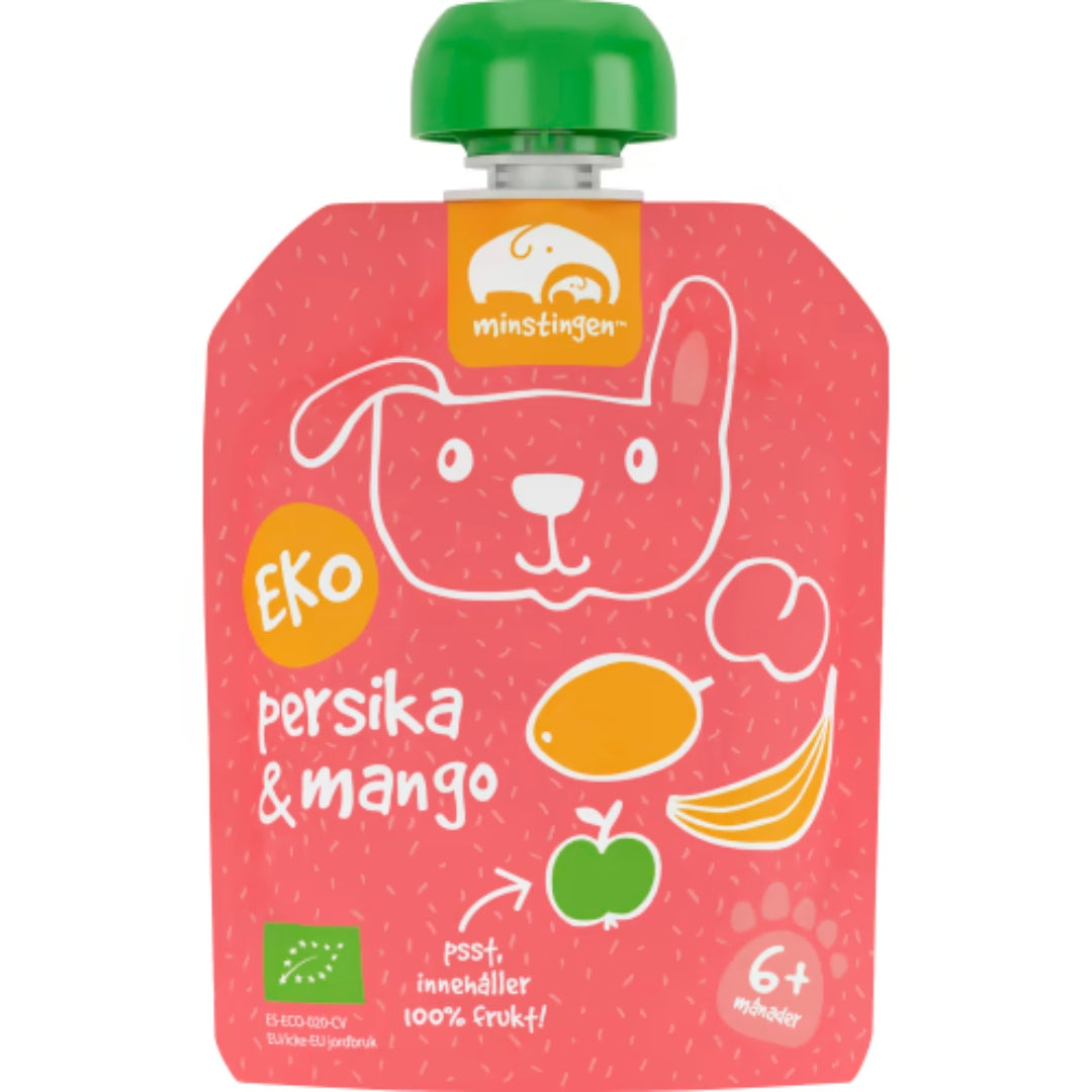 Minstingen Persika Mango Puré 6 Månader - Organic Peach & Mango Purée 90g