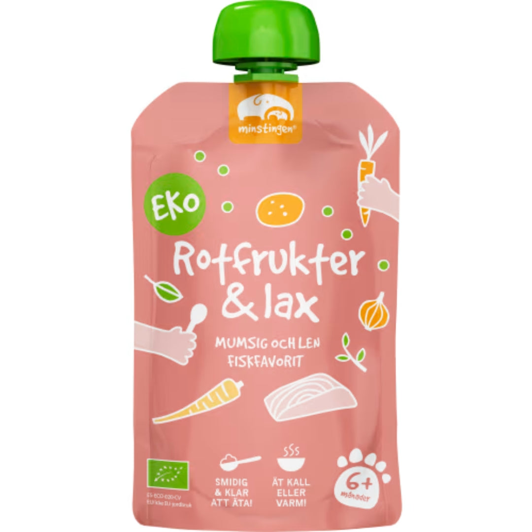 Minstingen Rotfrukter & Lax 6 Månader - Organic Root Vegetable & Salmon Purée 120g