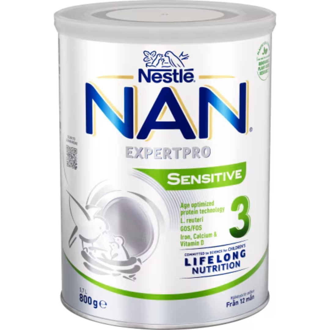 Nestlé nan 3 mjölkdryck sensibile från 12 månader - bevanda a base di latte per bambini da 12 mesi 7,4l