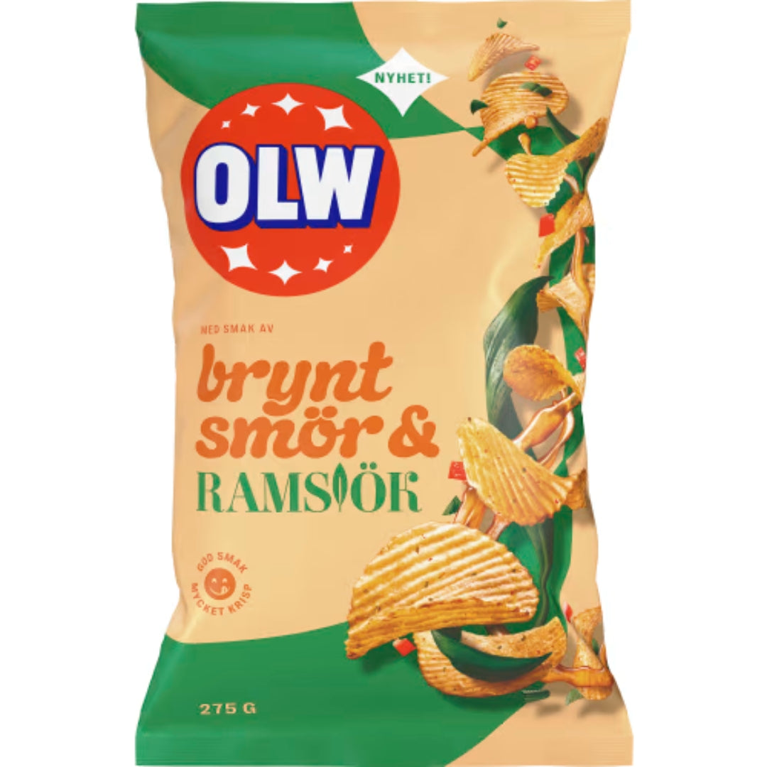 OLW Brynt Smör Ramslök Chips - Browned Butter & Wild Garlic Chips 275g