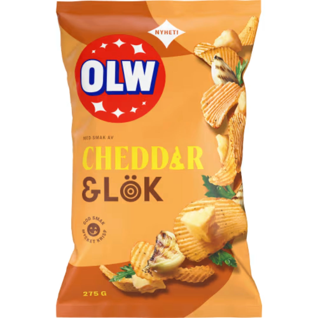 OLW Cheddar & Lök Chips - Cheddar & Onion Chips 275g