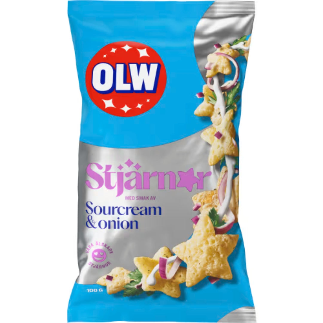OLW Stjärnor Sourcream & Onion - Crispy Snacks with Sour Cream & Onion flavour 100g