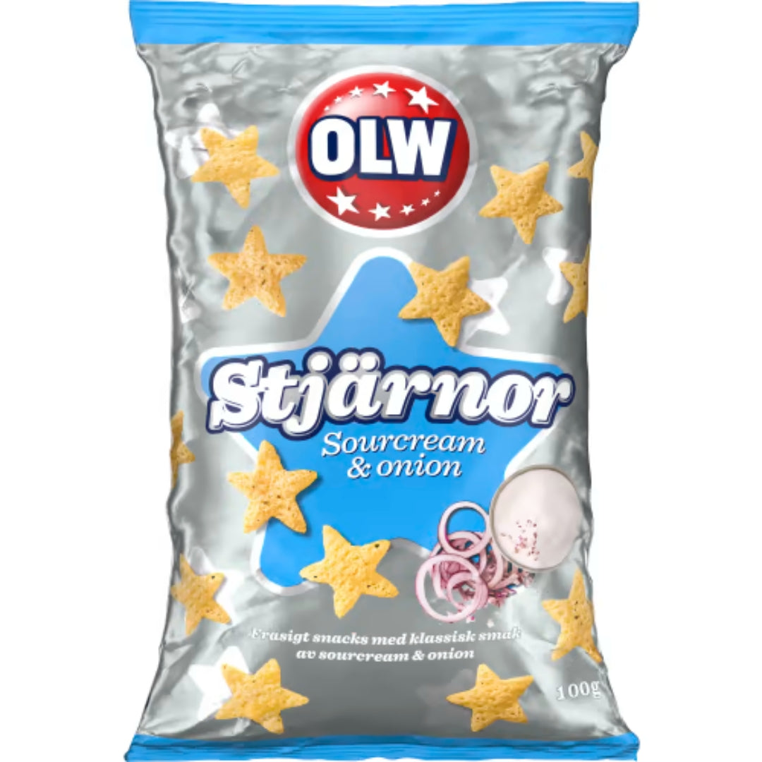 OLW Stjärnor Sourcream & Onion - Crispy Snacks with Sour Cream & Onion flavour 100g