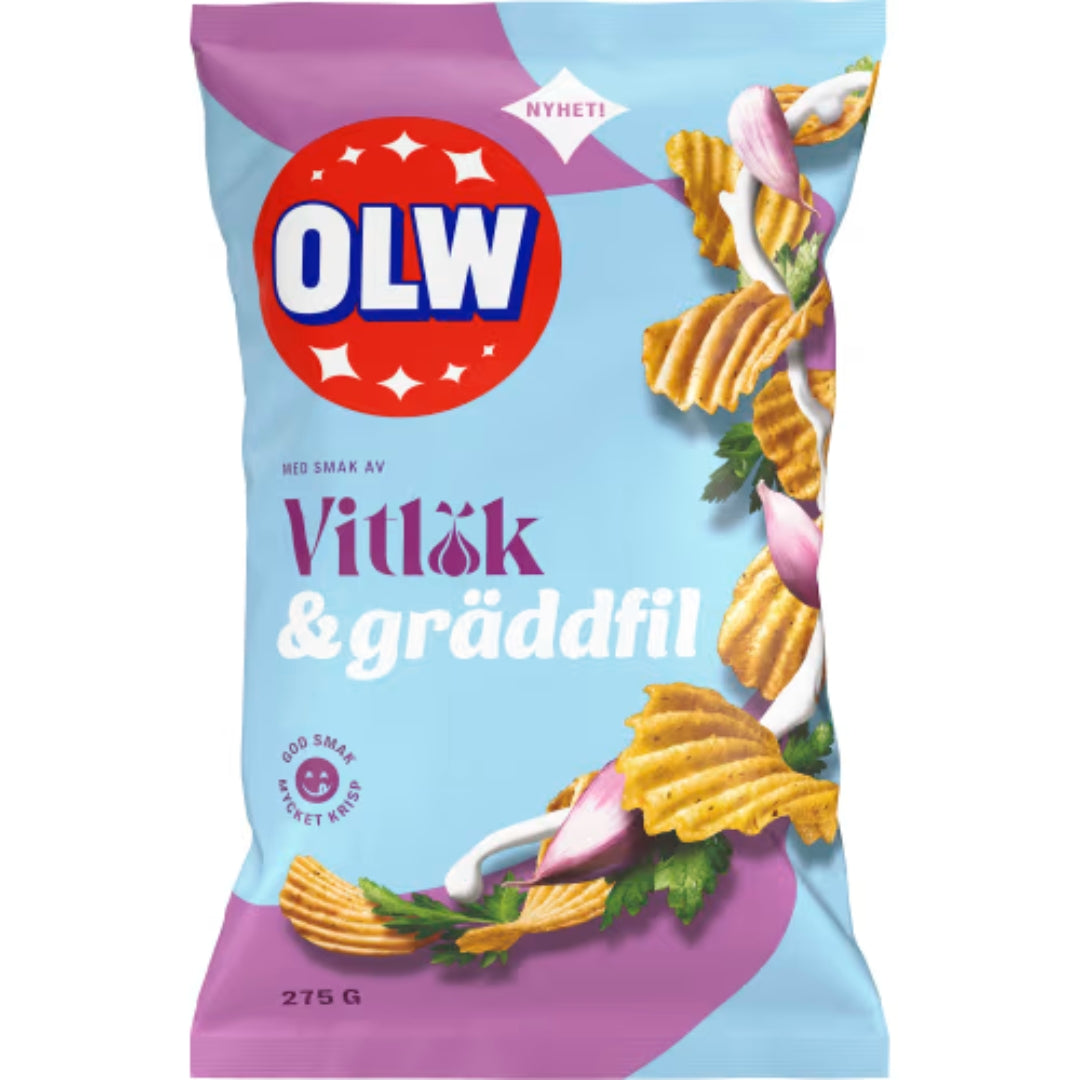 OLW Vitlök Gräddfil Chips - Garlic & Sour Cream Chips 275g
