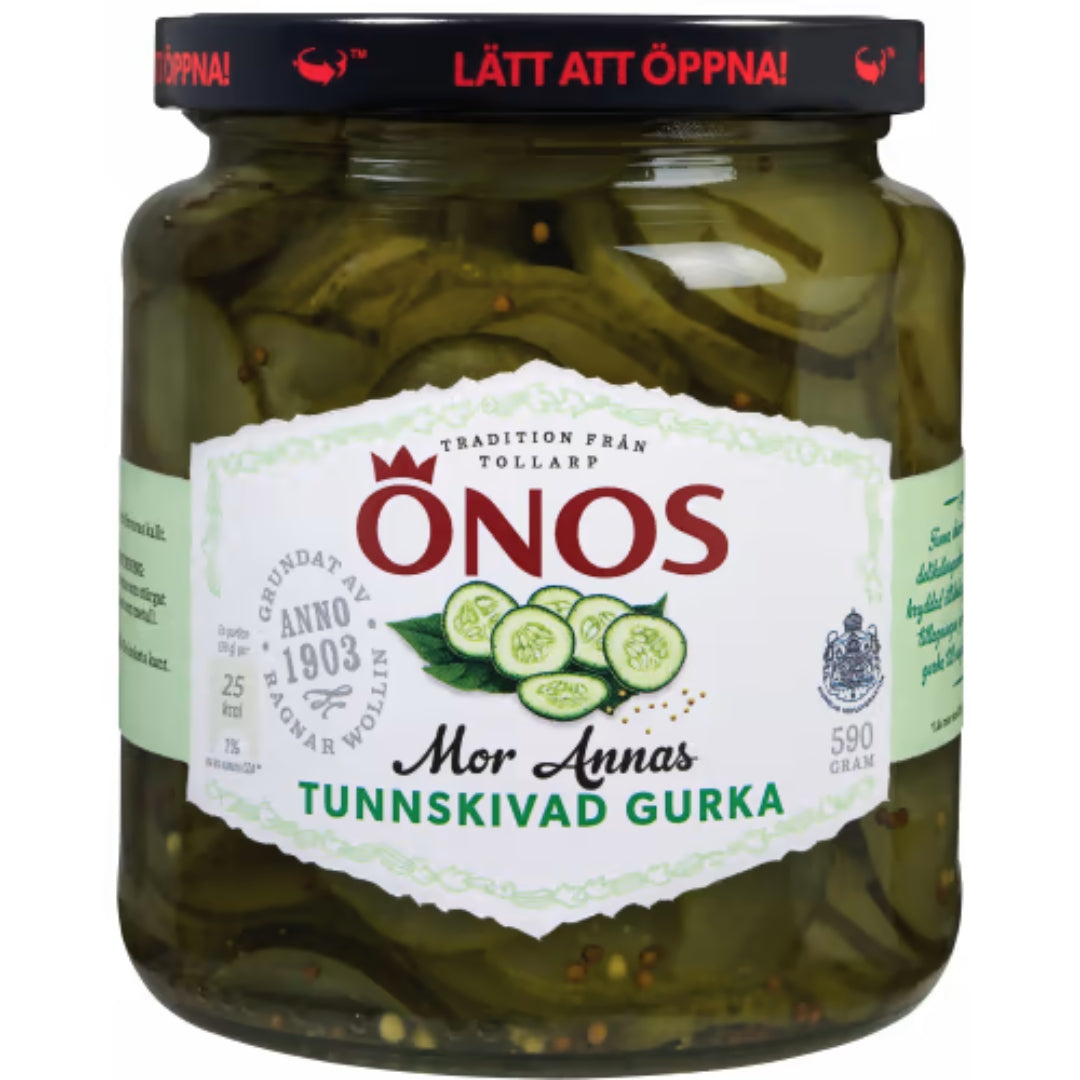 Önos Tunnskivad Gurka Mor Annas - Thinly Sliced Sandwich Pickles 590g