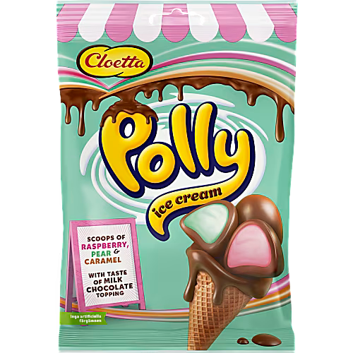 Cloetta Polly Ice Cream - Foam Candies Coated in Smooth Chocolate 150g