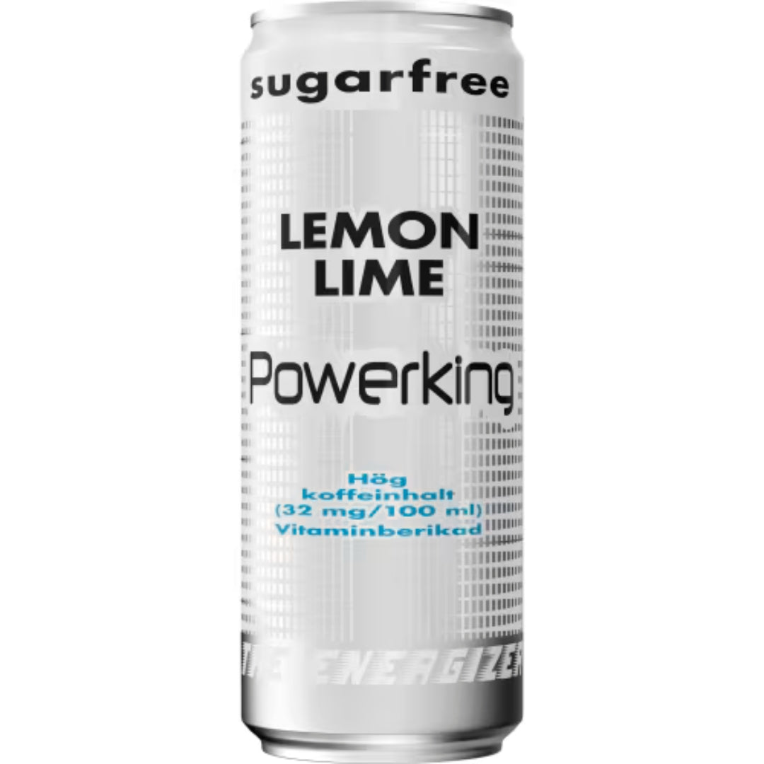 Powerking Lemon/lime Sockerfri Energidryck Burk - Energy Drink with Lemon Flavor 25cl