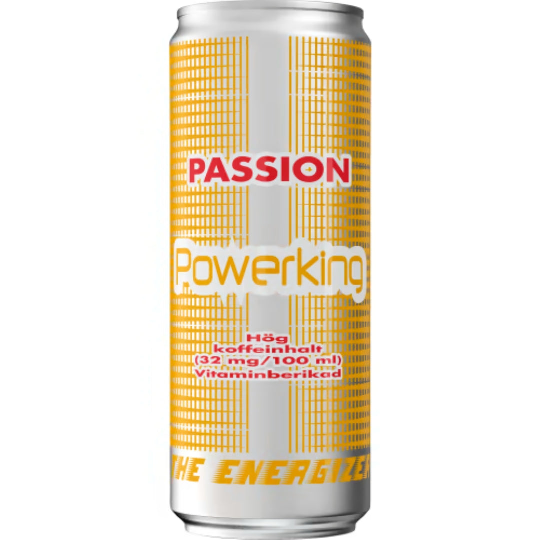 Powerking Passion Energidryck Burk - Energy Drink with Passion Fruit Flavor 25cl