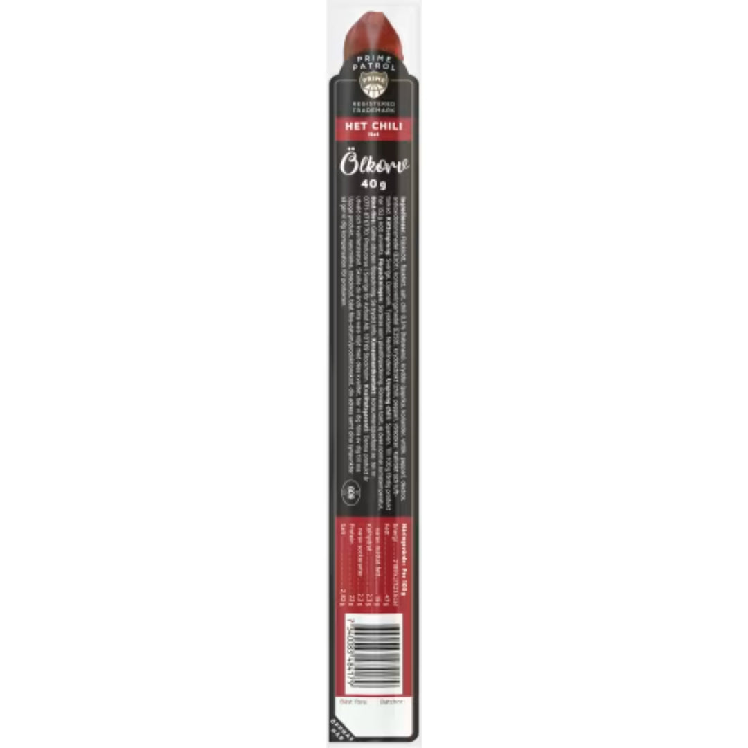 Prime Patrol Het Chili Ölkorv - Beer Sausage with Hot Chili Flavor 40g