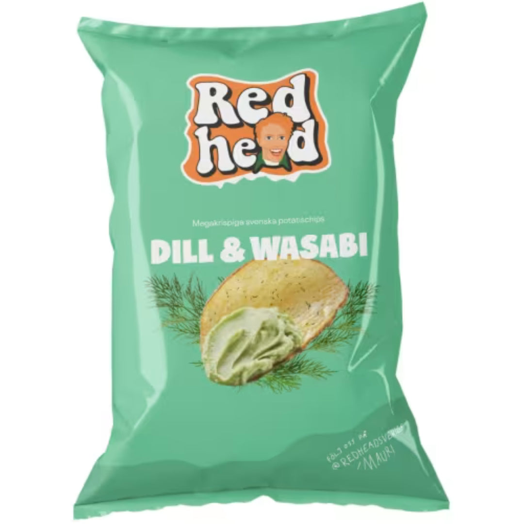Redhead Dill Wasabi Chips - Dill & Wasabi Kettle-Cooked Chips 150g