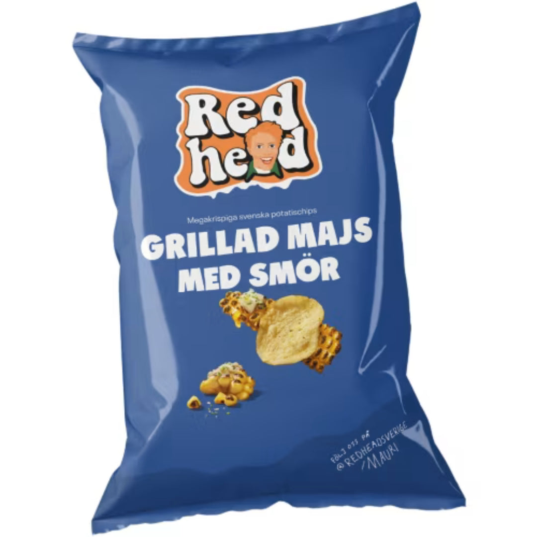 Redhead Majs Grillad med Smör - Grilled Corn & Butter Chips 150g