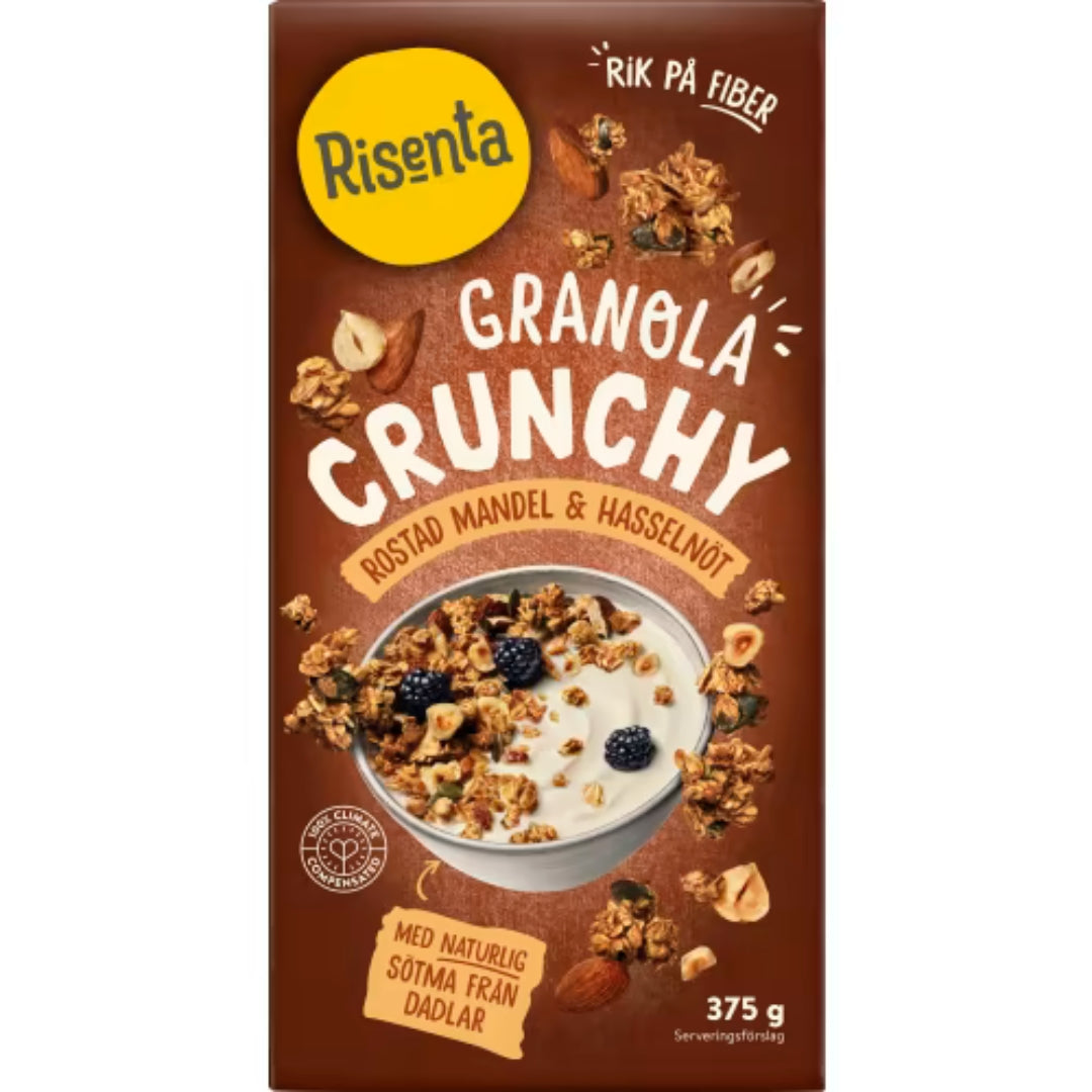 Risenta Mandel Hasseln Crunchy Granola - Golden Granola with Nuts & Seeds 375g