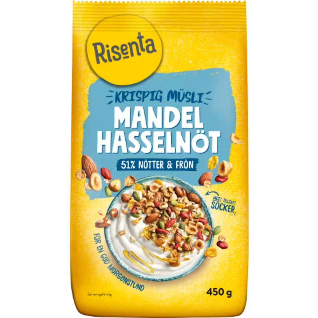 Risenta Mandel Hasseln Krispig Müsli - Nut & Seed Muesli 450g