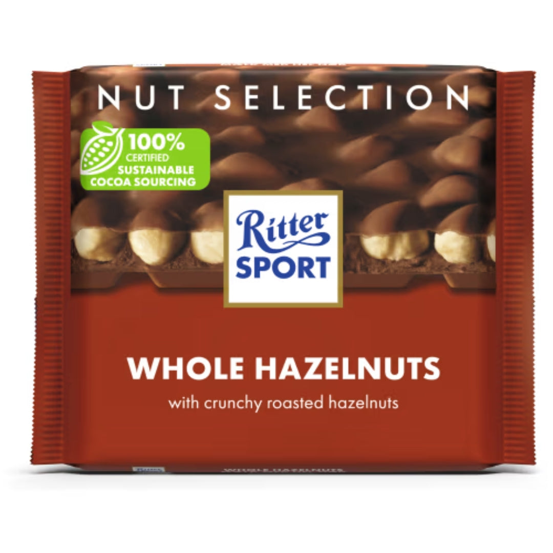 Nocciole sportive di ritter intero - cioccolato al latte con nocciole arrostite 100g